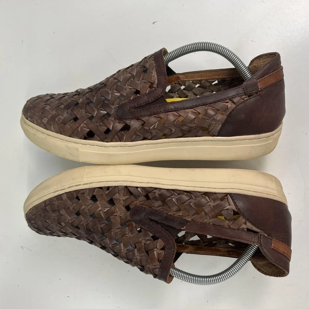 Donald J‎ Pliner Karter-WZ Shoes Mens Size 10 Brown Woven Leather Slip On Casual